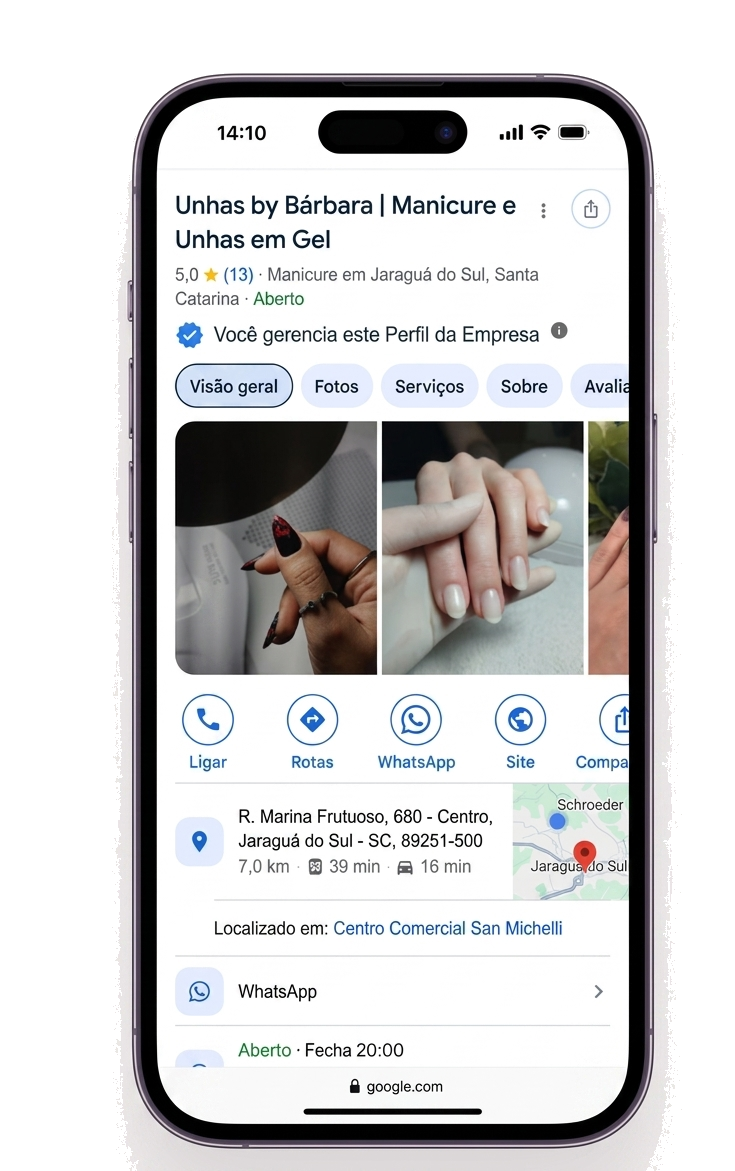 Mockup do Google Maps mostrando otimização do perfil do cliente